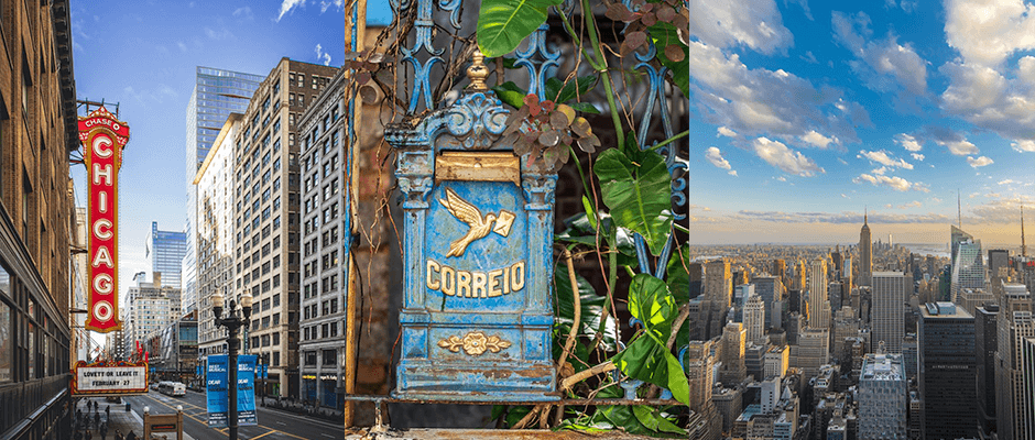 Travel photography collage in Simple Guide row